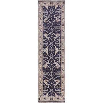 3'x10' Runner Oushak Hand Knotted Wool Rug, Q1268