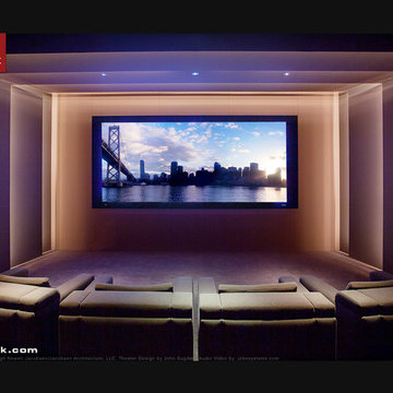 Exquisite New Media Room featuring CINEAK Strato Seats.