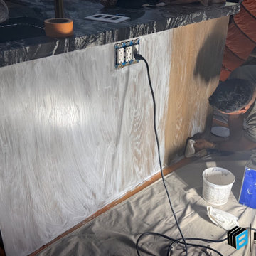 Custom Cabinet Wood Staining In Progress