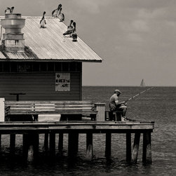 Fisherman Old Pier and Pelicans - Anna Maria Island - Florida - Prints And Posters