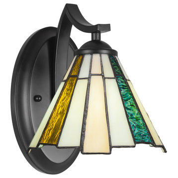 Zilo Wall Sconce Shown In Matte Black Finish With 7" Sequoia Art Glass