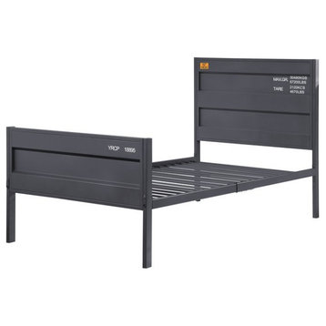 Bowery Hill Contemporary Metal Low Profile Twin Panel Bed in Gray