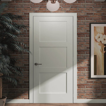 3-Panel Kimberly Bay Door, Interior Slab Shaker, White, 80"x30"x1.375"
