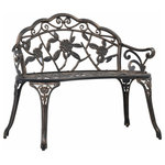 vidaXL - vidaXL Bistro Bench 39.4" Bronze Cast Aluminium - vidaXL Bistro Bench 39.4" Bronze Cast AluminiumvidaXL Bistro Bench 39.4" Bronze Cast Aluminium - 47859, The bench will complement any garden or patio with its ornate decorations and romantic style, and it will be indispensable on lukewarm summer nights. Made of cast aluminium, this garden bench is weather-resistant and highly durable. The cast iron legs add to its sturdiness. The detailed scrollwork and charming floral pattern add a classy accent to any garden or outdoor space. This park bench is suitable for 2 people.