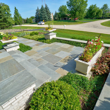 Hawthorn Woods Colonial - Entry Courtyard and Fireplace Terrace