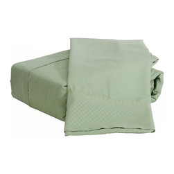 Dreamtex Home - Natalia Cavalletto Check Sheet Set, Pistachio, King - Sheet And Pillowcase Sets