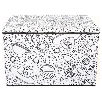 Kid's Coloring Medium Lidded Trunk with Removable Divider, Space Print