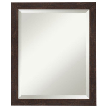 Fresco Dark Walnut Beveled Wood Bathroom Wall Mirror - 18.5 x 22.5 in.