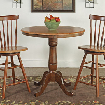 Traditional Style Round Counter Height Pedestal Table With Light Brown Finish