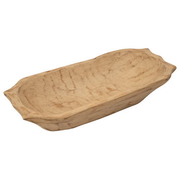 Primitive Deep Wooden Dough Bowl With Handles