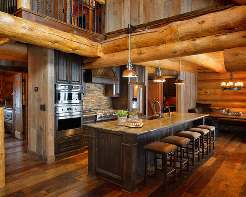 Small Log Cabin  Kitchens  Houzz