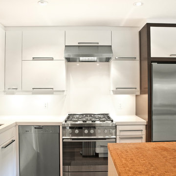 High Gloss Kitchen with Bamboo Counter