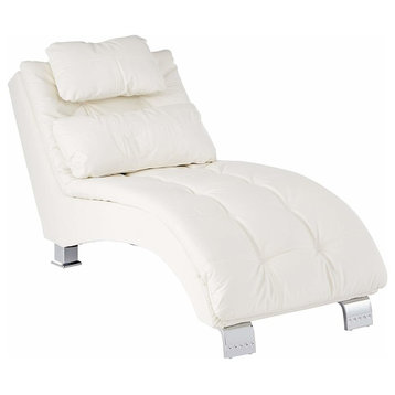 Exuberant White Chaise With Sturdy Chrome Legs