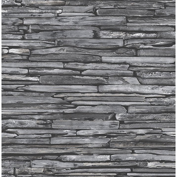 Stacked Slate Wallpaper, Charcoal, Bolt
