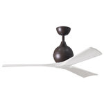 Matthews Fan - Irene-3 52" Ceiling Fan, Textured Bronze/Matte White - Cutting a figure like no other, the Irene-3 is rustic, yet strikingly modern with three neatly joined, solid wooden blades. A spherical motor housing complements its minimal profile. Irene-3 is streamline while still appearing warm and natural.