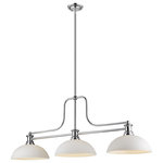 Z-LITE - Z-LITE 725-3CH-DMO14 3 Light Chandelier - Z-LITE 725-3CH-DMO14 3 Light ChandelierThe interesting curves from this three-light ceiling light are streamlined with thin lines. The shiny chrome finish adds depth to the smooth edges.Style: RestorationCollection: MelangeFrame Finish: ChromeFrame Material: SteelShade Finish/Color: Matte OpalShade Material: GlassDimension(in): 52(L) x 13.25(W) x 21(H)Chain Length: 5x12" + 1x6"+ 1x3"Cord/Wire Length: 110"Bulb: (3)100W Medium Base(Not Included),DimmableUL Classification/Application: ETL/CETL Certified/Dry