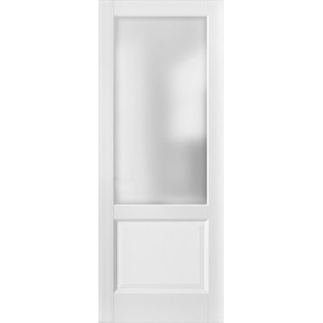 Lite Barn Door Panel 28 x 80 | Lucia 22 Matte White & Glass|Panels Pocket Closet