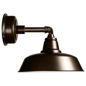 10" Farmhouse LED Barn Light With Cosmopolitan Arm, Mahogany Bronze