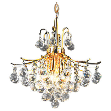 Contour 6 Light 16" Gold Chandelier With Clear European Crystals