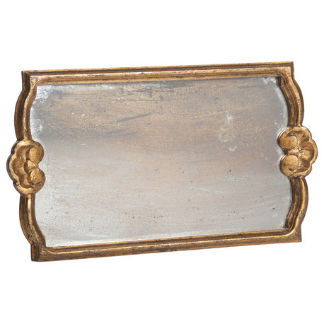 Vendome Tray With Antiqued Mirror, Gold, Medium