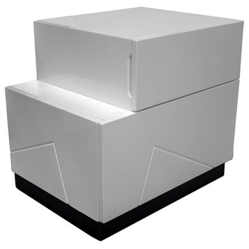 Modern White and Black Left Facing Nightstand