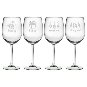 Holiday Ups and Outs 4-Piece Wine Glass Set