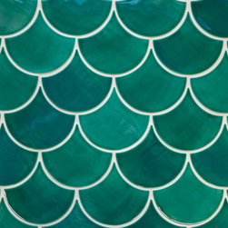 Sea Mist Large Moroccan Fish Scales - Wall And Floor Tile