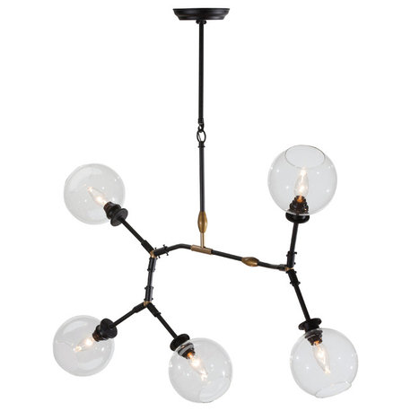 Atom 5-Light Pendant, Clear