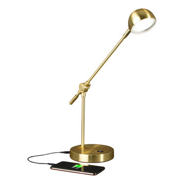 OttLite Wellness Series Direct LED Desk Lamp, Brass