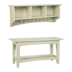 Bolton Furniture - Shaker Cottage Bench/Coat Hook w/Storage, Sand - Hall Trees