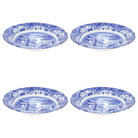 Spode Blue Italian Set of 4 Soup Plates