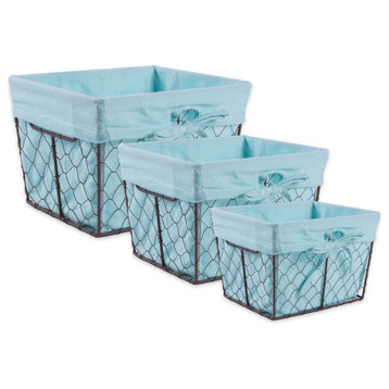 DII Chicken Wire Basket, Set of 3 Aqua