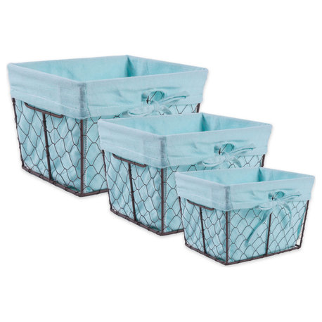 DII Chicken Wire Basket, Set of 3 Aqua