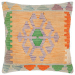 Bareens Designer Rugs - Modern Turkish Denis Hand Woven Kilim Throw Pillow - Embellish your home with this timeless casual chic handmade Southwestern Kilim throw pillow covers made with and cotton. Constructed on a loom by Nomad Turkman people with hand spun and Natural Vegetable dyes these beautiful Kilim pillow covers are known for their beautiful repetitive geometrical, naturalistic floral and traditional patterns yet still giving it a moden look. Masterfully artisan-crafted on traditional Kilim looms with a contemporary fashion palette producing bold intricate sharp patterns making them a standout piece in any decor.