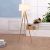 LED Tripod Floor Lamp Modern Design Wood Mid Century Style Lighting