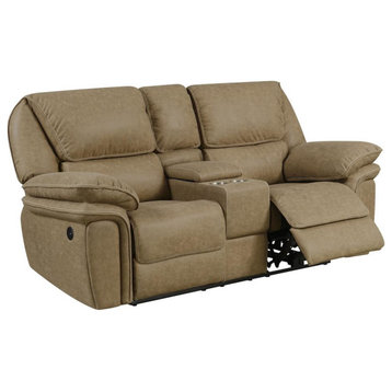 Power Console Loveseat with Dual Recliners, Hidden Storage
