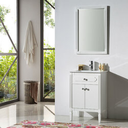 Abel 24 inch White Finish Bathroom Vanity Ceramic Top - Bathroom Vanities And Sink Consoles