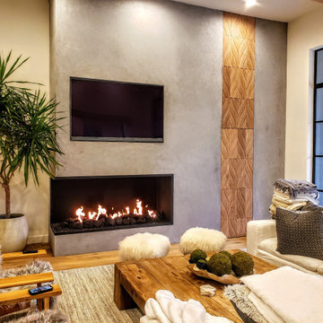 Linear Open View Gas Fireplace in Cozy Nashville Residence