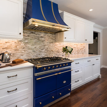 Beautiful White & Bold Blue Kitchen