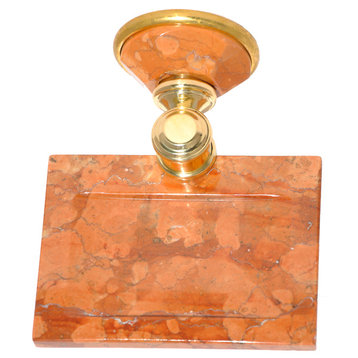 Soap Dish With Rosso Verona Marble Accents, Oil Rubbed Bronze