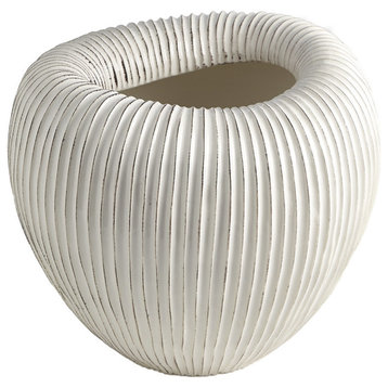 Baleen Cachepot, Ivory WithBrown Edges