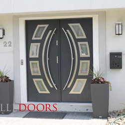 Modern Entrance Double Doors. Hurricane Impact Rated Door. - Products