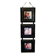 Triple Frame Set, Black, Three 5x5 Frames With Hanging Ribbon