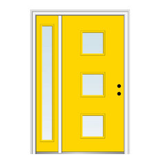 53"x81.75" 3-Lite Square Clear Left-Hand Inswing Fiberglass Door With Sidelite