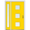 53"x81.75" 3-Lite Square Clear Left-Hand Inswing Fiberglass Door With Sidelite