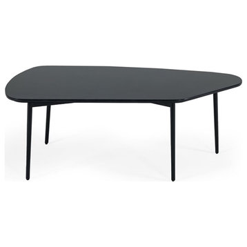 Modrest Andros Tubular Contemporary Metal and Marble Coffee Table in Black