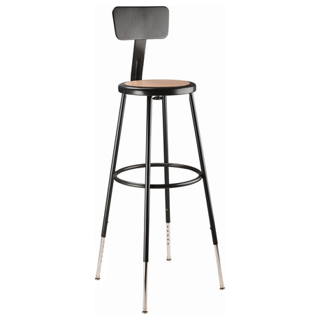 NPS 32 -39" Height Adjustable Heavy Duty Steel Stool With Backrest, Black