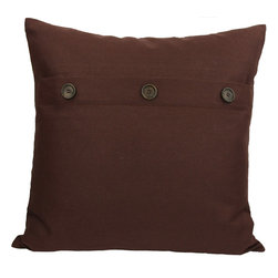 Xia Home Fashions - 20" Solid Color Pillow With Buttons, Chocolate - Decorative Pillows