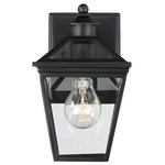 Savoy House - Ellijay Outdoor Wall-Mount Lantern, Black, 9.5" - The Ellijay is an eye-catching four-sided, clear glass top collection, perfect for the cottage-look homes of today.
