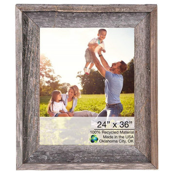 HomeRoots 24x36 Rustic Smoky Black Picture Frame With Plexiglass Holder